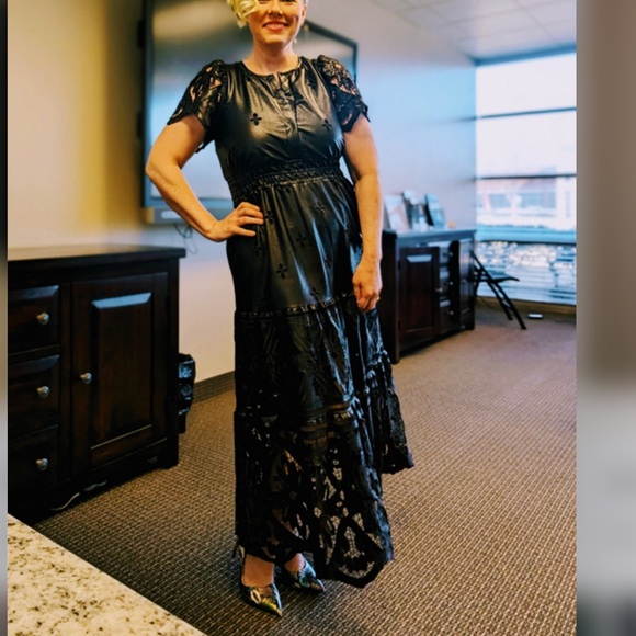 The Somerset Maxi Dress: Faux Leather Embroidered Edition 🔥 - Picture 7 of 13